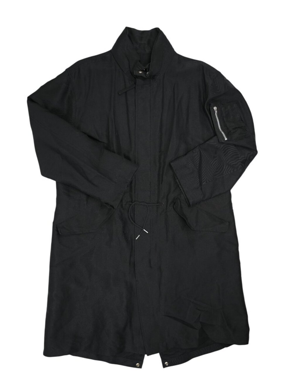 Helmut Lang Long Silk Evening Coat Style #109HM404 in Black